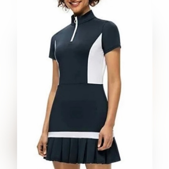 Jack  Smith Dresses & Skirts - Jack Smith Golf/Tennis Black And White Pleated Polo Dress Sz Large NEW